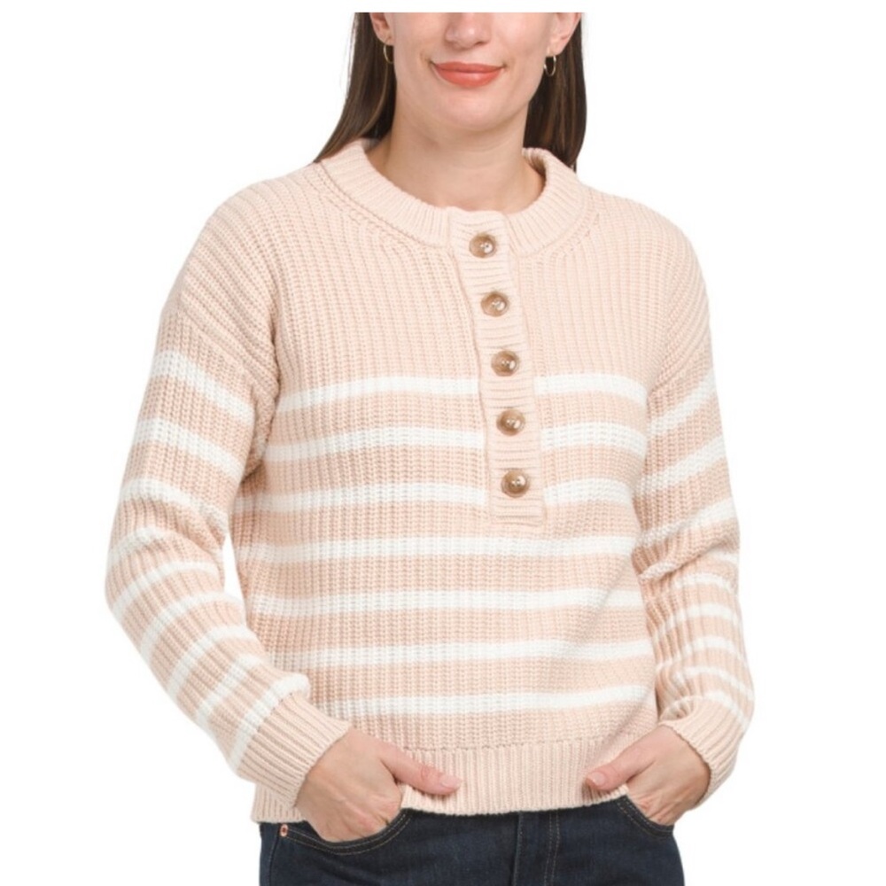 NWT Elie Tahari Light Pink/Peach Stripe Sweater XS